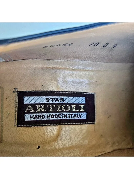 Star Artioli Vintage Handmade Italy Black Leather Horsebit Mens Loafers 9D - Picture 15 of 15